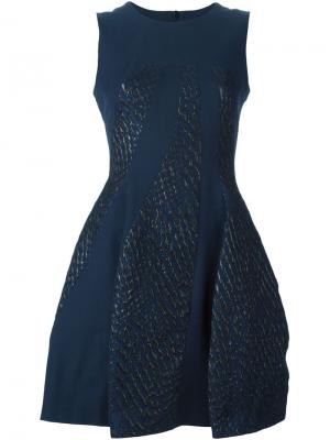 Расклешенное платье с жаккардовыми панелями Ready To Fish By Ilja. Цвет: синий