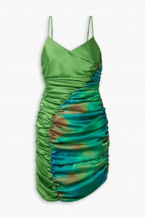 Платье мини Jade из атласного твила со сборками , зеленый Ahluwalia