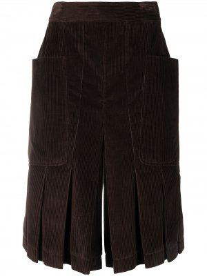 Вельветовые шорты со складками Victoria Beckham. Цвет: коричневый