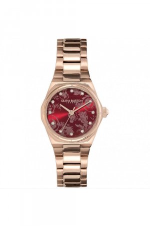 Модные аналоговые часы Mini Hexa Damask из нержавеющей стали — 24000106 , красный Olivia Burton