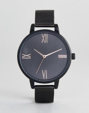 Черные часы с сетчатым браслетом ASOS DESIGN. Цвет: черный