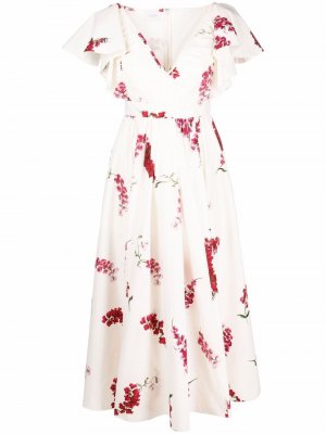 Платье миди с цветочным принтом Giambattista Valli. Цвет: бежевый