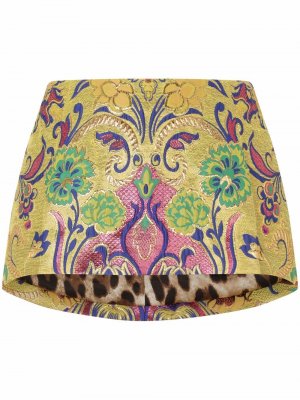 Жаккардовая мини-юбка с цветочным узором Dolce & Gabbana. Цвет: желтый