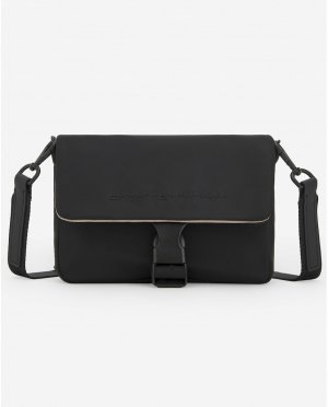 Женская мини-сумка через плечо черного цвета из 100% переработанного материала , черный Adolfo Dominguez