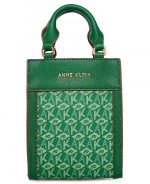 Через плечо Mini North South AK Cube с логотипом , зеленый Anne Klein