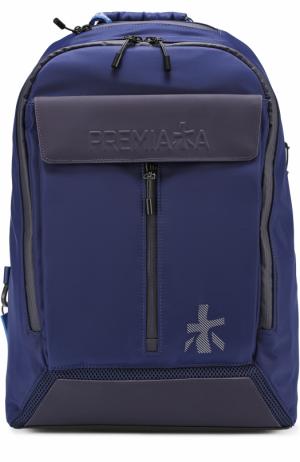 Текстильный рюкзак с внешним карманом на молнии Premiata. Цвет: темно-синий