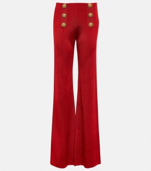 Расклешенные трикотажные брюки с высокой посадкой BALMAIN, красный Balmain