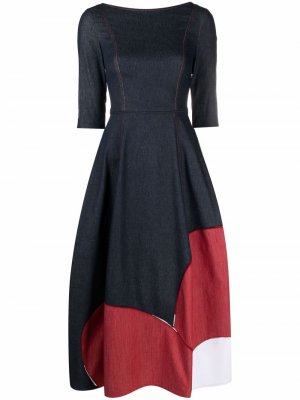 Джинсовое платье с нашивкой Talbot Runhof. Цвет: синий