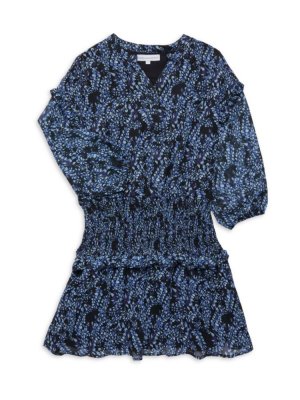 Платье со сборками для девочек с заниженными плечами , синий Central Park West