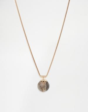 Ожерелье с подвеской под натуральный камень Nali. Цвет: золотой