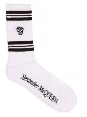 Полосатые носки с черепами , белый Alexander McQueen