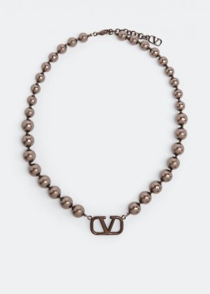 Ожерелье VALENTINO GARAVANI VLogo Signature pearl necklace, серый