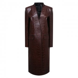 Кожаное пальто Givenchy. Цвет: коричневый