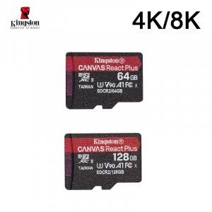 Карта памяти Canvas React Plus microSD для записи видео UHS-II 4K/8K, HD-дронов и экшн-камер Kingston