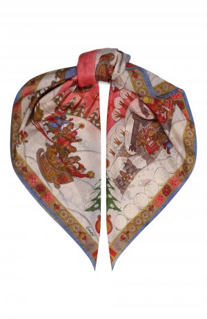 Шелковый платок Зимние гуляния Gourji. Цвет: разноцветный