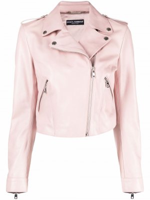 Cropped zip-up biker jacket Dolce & Gabbana. Цвет: розовый
