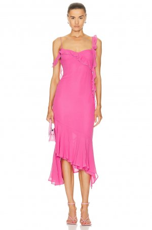 Платье миди Miranda Midi Ruffle Dress, цвет Flamingo Pink The Andamane