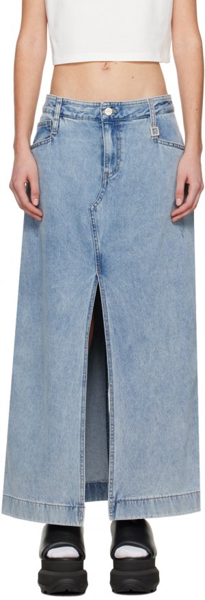 Синяя джинсовая длинная юбка с вентиляцией Wooyoungmi