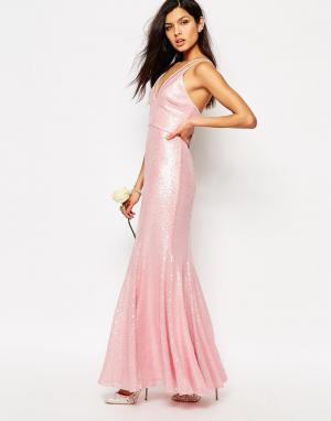 Платье макси с пайетками Shimmer Soul Fame and Partners. Цвет: розовый