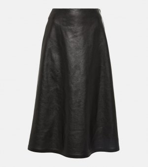 Кожаная юбка миди BALENCIAGA, черный Balenciaga