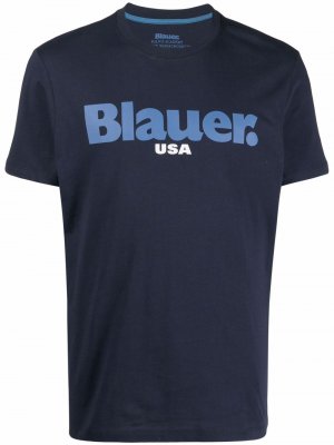 Футболка с логотипом Blauer. Цвет: синий