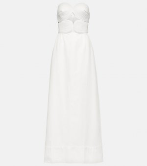 Платье макси без бретелек matelassé с вырезом Adriana Degreas, белый DEGREAS