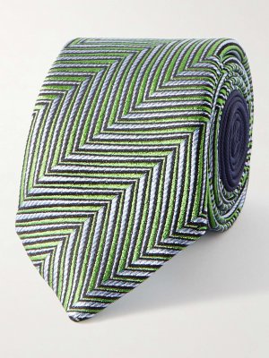Шелковый жаккардовый галстук шириной 7 см, зеленый Missoni