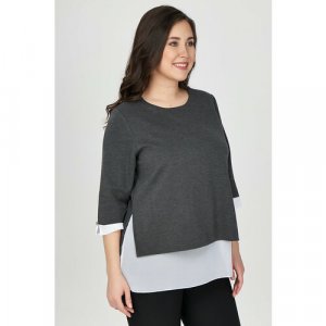 Блуза , укороченный рукав, размер 54, серый Olsi. Цвет: серый/темно-серый
