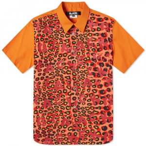 Рубашка с коротким рукавом леопардовым принтом Comme des Garcons Garçons Black