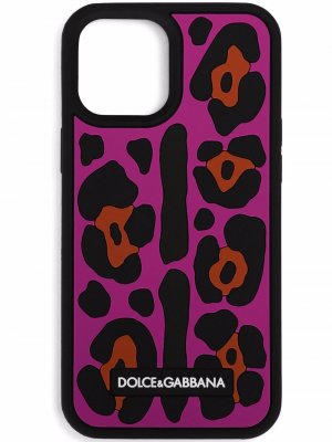 Чехол для iPhone 12 Pro Max с леопардовым принтом Dolce & Gabbana. Цвет: розовый
