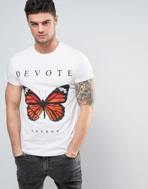 Белая футболка с логотипом-бабочкой Devote. Цвет: белый
