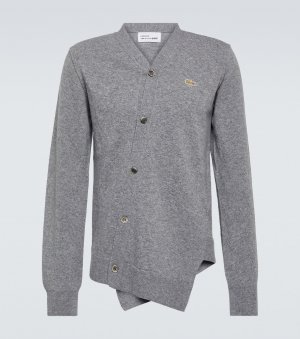 Кардиган асимметричного кроя из шерсти lacoste , серый Comme Des Garçons Shirt