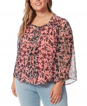 Модная блузка Leslie больших размеров с цветочным принтом и завязывающимся вырезом Jessica Simpson