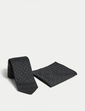 Тонкий комплект с галстуком и нагрудным платком цветочным принтом Marks & Spencer