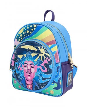 Мини-рюкзак Jimi Hendrix с психоделическим светящимся пейзажем, синий Loungefly
