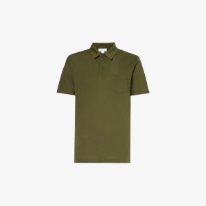 Рубашка-поло Riviera с накладными карманами , зеленый Sunspel