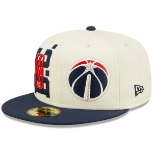 Мужская облегающая шляпа New Era кремового/темно-синего цвета Washington Wizards NBA Draft 59FIFTY 2022