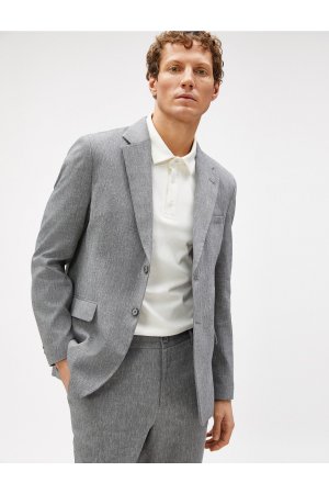 Летняя куртка-блейзер с карманами на пуговицах , серый Koton