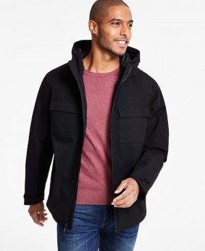 Мужская куртка с капюшоном и двумя карманами на молнии спереди , черный DKNY