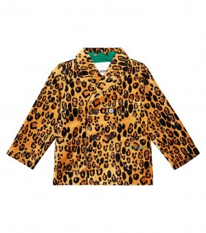 Бархатный пиджак с леопардовым принтом , коричневый Mini Rodini