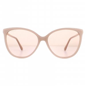 Зеркальные солнцезащитные очки телесного цвета с блестками и золотистым кошачьим глазом , розовый Jimmy Choo