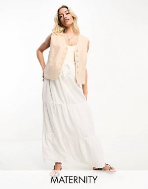 Белая юбка макси с завязкой на талии Maternity Vero Moda