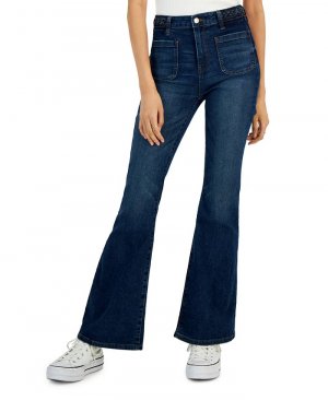 Расклешенные джинсы с накладными карманами и плетеной талией для юниоров , синий Celebrity Pink