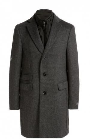 Шерстяное однобортное пальто с подстежкой Pal Zileri. Цвет: серый