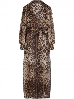 Тренч с леопардовым принтом Dolce & Gabbana. Цвет: коричневый