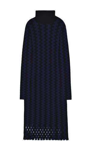 Шерстяное вязаное платье-миди с длинным рукавом Diane Von Furstenberg. Цвет: темно-синий