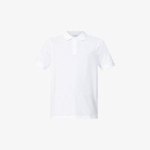 Рубашка-поло из хлопкового пике с короткими рукавами , белый Sunspel