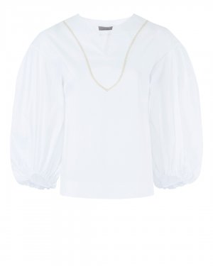 Блуза с объемными рукавами D.EXTERIOR. Цвет: белый+золотой