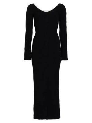 Платье макси с широким V-образным вырезом , черный Lela Rose