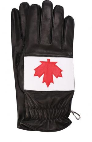 Кожаные перчатки с кашемировой подкладкой Dsquared2. Цвет: черный